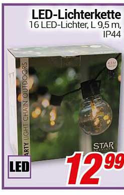 LED-Lichterkette 16 LED-Lichter, L 9,5 m, IP44
