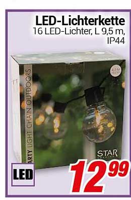 LED-Lichterkette 16 LED-Lichter, L 9,5 m, IP44