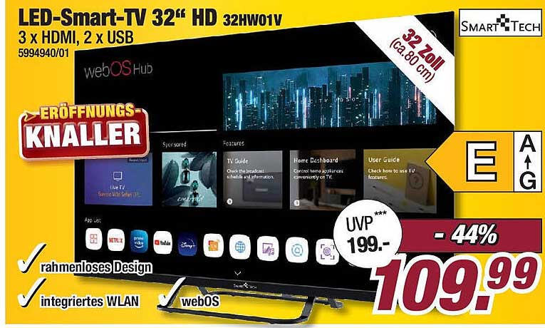 LED-Smart-TV 32" HD 32HW01V