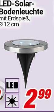LED-Solar-Bodenleuchte mit Erdspeiß, Ø 12 cm