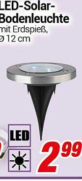 LED-Solar-Bodenleuchte mit Erdspieß, Ø 12 cm