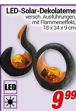 LED-Solar-Dekolaterne verschiedene Ausführungen, mit Flammeneffekt, 18 x 24 x 9 cm