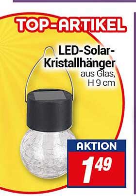 LED-Solar-Kristallhänger aus Glas, H 9 cm