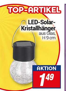 LED-Solar-Kristallhänger aus Glas, H 9 cm