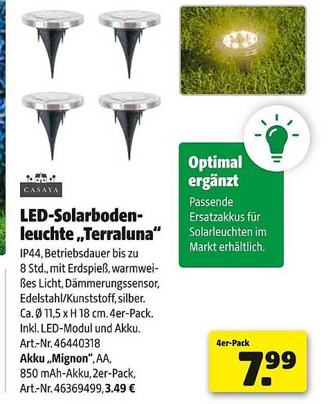LED-Solarbodenleuchte „Terraluna“ 4er-Pack