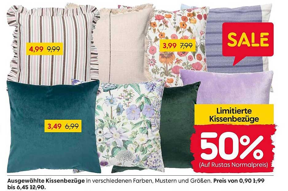 Limitierte Kissenbezüge - 50% Rabatt auf Rustas Normalpreis