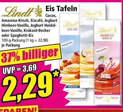 Lindt Eis Tafeln - Cocos, Amarena-Kirsch und mehr