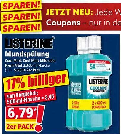 Listerine Mundspülung Cool Mint 2 x 600 ml - Doppelpack