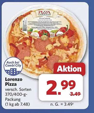 Lorenzo Pizza – verschiedene Sorten, 370/400 g-Packung