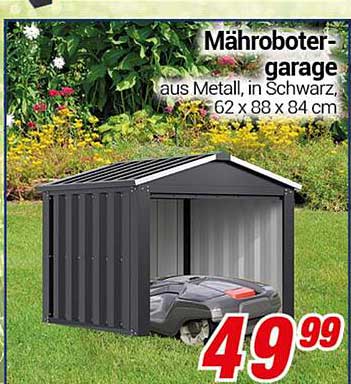 Mähroboter-Garage aus Metall, in Schwarz, 62 x 88 x 84 cm