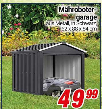 Mährobotergarage aus Metall, in Schwarz, 62 x 88 x 84 cm