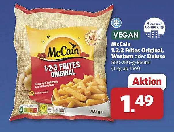 McCain 1.2.3 Frites Original, Western oder Deluxe 750 g - Vegan