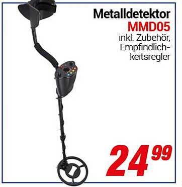 Metall Detektor MMD05 inkl. Zubehör, Empfindlichkeitsregler