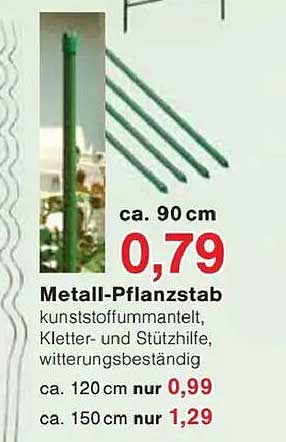 Metall-Pflanzstab - kunststoffummantelt, Kletter- und Stützhilfe, witterungsbeständig