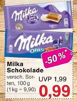 Milka Schokolade - Verschiedene Sorten für nur 0,99 €