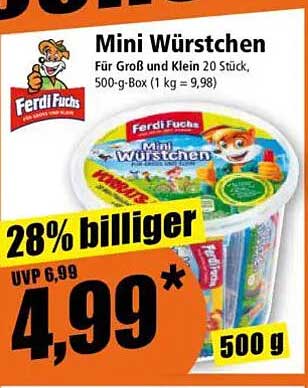 Mini Würstchen für Groß und Klein - 20 Stück in 500-g-Box