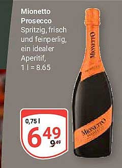 Mionetto Prosecco 0,75 l - Spritzig, frisch und feiner Aperitif!
