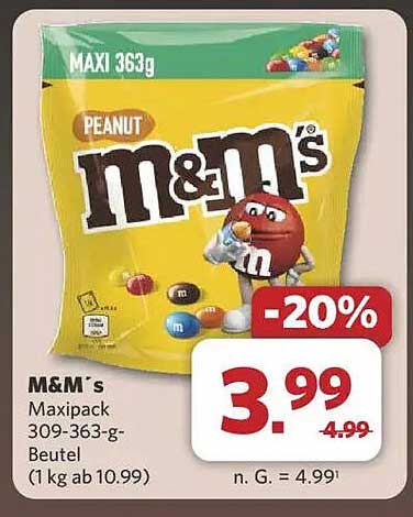M&M's Peanut Maxipack 363g reduziert!