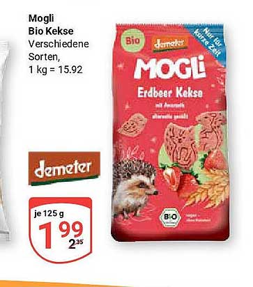 Mogli Bio Kekse - Erdbeer Geschmack, 125 g