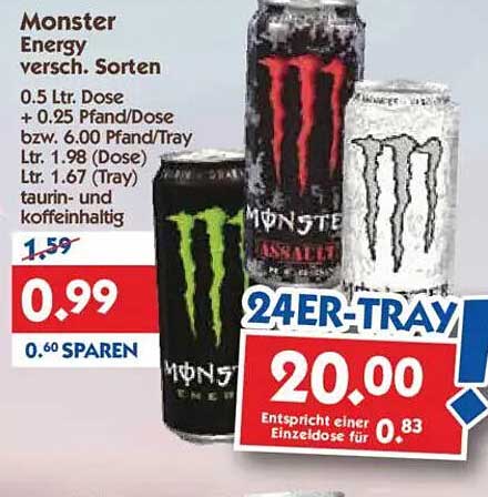 Monster Energy verschiedene Sorten