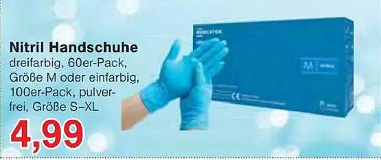 Nitril Handschuhe, dreifarbig, 60er-Pack, Größe M oder einfarbig, 100er-Pack, pulverfrei, Größe S-XL