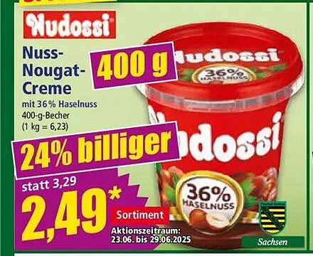 Nudossi Nuss-Nougat-Creme 400 g - 24% günstiger!