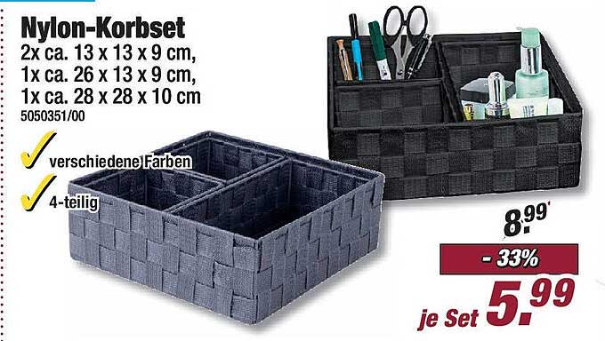 Nylon-Korbset - Praktische Aufbewahrungslösungen für jeden Raum