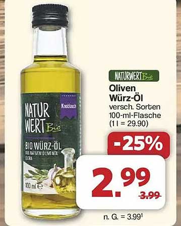 Oliven Würz-Öl verschiedene Sorten 100-ml-Flasche