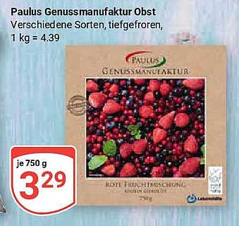 Paulus Genussmanufaktur Obst Verschiedene Sorten, tiefgefroren, 750 g