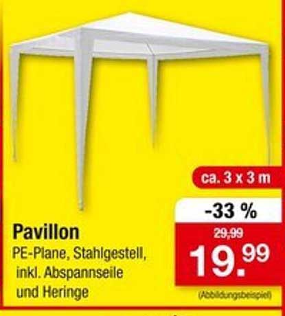 Pavillon - PE-Plane, Stahlgestell, inkl. Abspannseile und Heringe