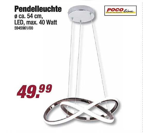 Pendelleuchte Ø ca. 54 cm, LED, max. 40 Watt