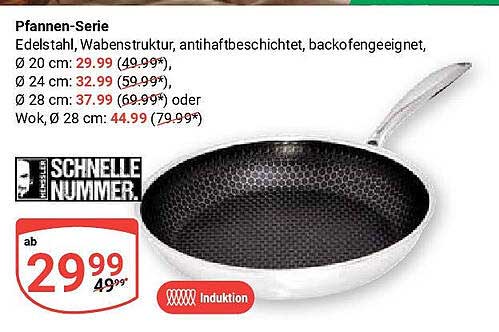 Pfannen-Serie - Edelstahl, Wabenstruktur, antihaftbeschichtet, backofenfest