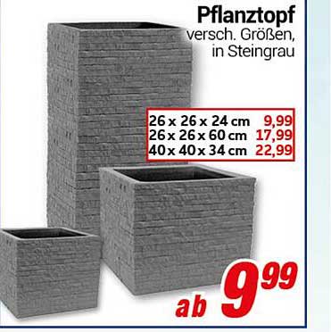 Pflanztopf versch. Größen, in Steingrau