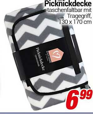 Picknickdecke taschenfaltbar mit Tragegriff, 130 x 170 cm