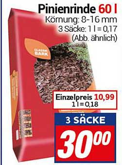 Pinienrinde 60 L - 3 Säcke für nur 30,00 €