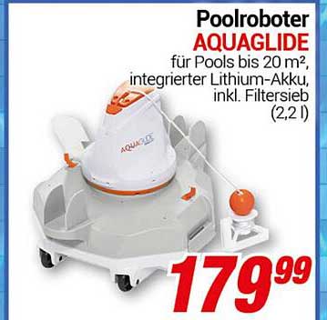 Poolroboter AQUAGLIDE für Pools bis 20 m², integrierter Lithium-Akku, inkl. Filtersieb (2,2 l)