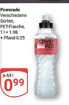 Powerade verschiedene Sorten, PET-Flasche, 0,5 l