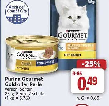 Purina Gourmet Gold oder Perle verschiedene Sorten 85g-Beutel/Schale