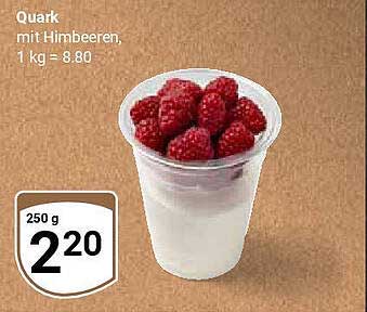 Quark mit Himbeeren, 250 g für nur 2,20 €