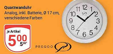 Quarzwanduhr Analog, inkl. Batterie, Ø 17 cm, verschiedene Farben