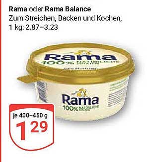 Rama oder Rama Balance, Zum Streichen, Backen und Kochen, 400-450 g