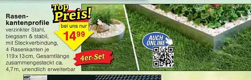 Rasenkantenprofile 4er-Set für nur 14,99 €