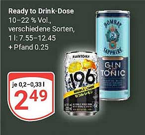 Ready to Drink-Dose 10 – 22 % Vol., verschiedene Sorten