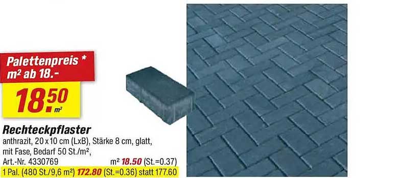 Rechteckpflaster anthrazit 20 x 10 cm, 8 cm stark