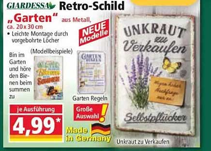 Retro-Schild ''Unkraut zu Verkaufen'' für den Garten