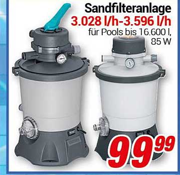 Sandfilteranlage 3.028 l/h-3.596 l/h für Pools bis 16.600 l, 85 W