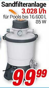 Sandfilteranlage 3.028 l/h für Pools bis 16.600 l, 85 W