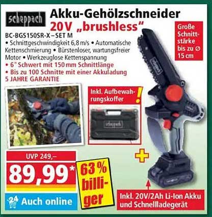 Scheppach Akku-Gehölzschneider 20V „brushless“