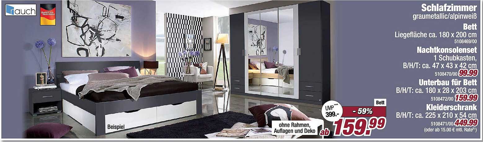 Schlafzimmer Set in graumetallic/alpinweiß