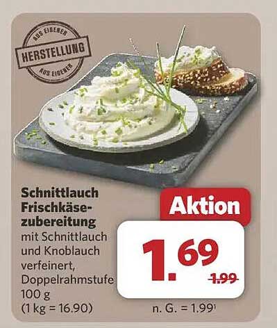 Schnittlauch Frischkäsezubereitung mit Schnittlauch und Knoblauch verfeinert, Doppelrahmstufe